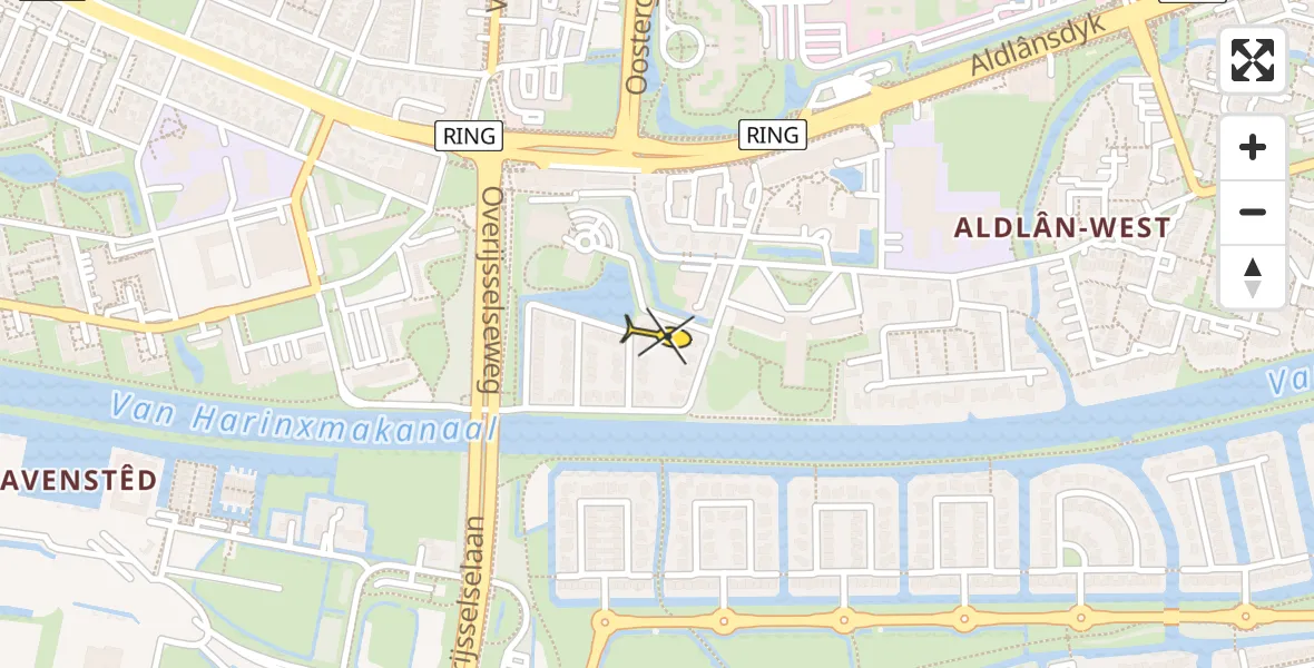 Vluchtroute Ambulancehelikopter van Leeuwarden naar Leeuwarden