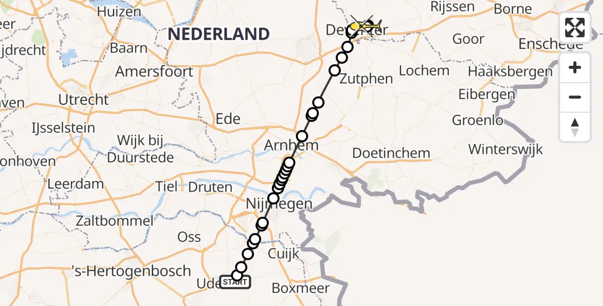 Routekaart van de vlucht: Lifeliner 3 naar Deventer, Beemdsteeg