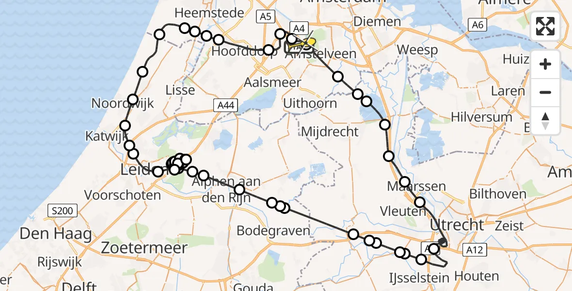 Routekaart van de vlucht: Politieheli naar Schiphol, Schipholdijk