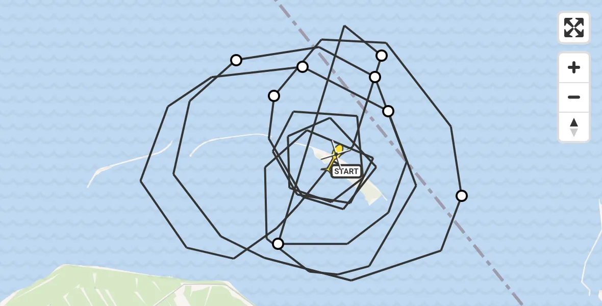 Routekaart van de vlucht: Politiehelikopter naar Muiden, Hooft