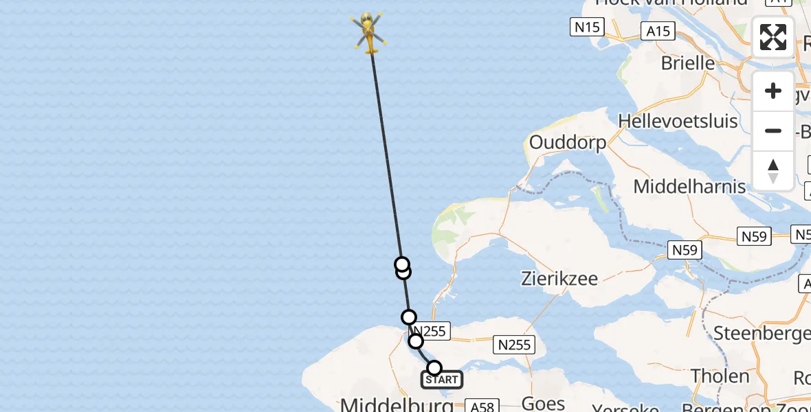 Vluchtroute  Kamperland - , 04 maart 2024, 22:04