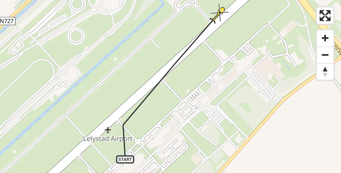 Routekaart van de vlucht: Traumahelikopter naar Lelystad Airport, Arendweg