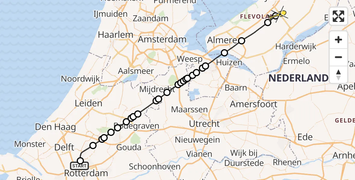 Routekaart van de vlucht: Lifeliner 2 naar Lelystad Airport, Emoeweg