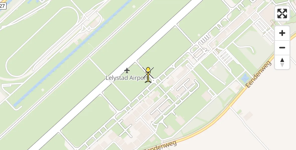 Routekaart van de vlucht: Traumahelikopter naar Lelystad Airport