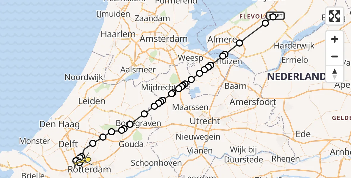 Routekaart van de vlucht: Lifeliner 2 naar Rotterdam The Hague Airport, Talingweg