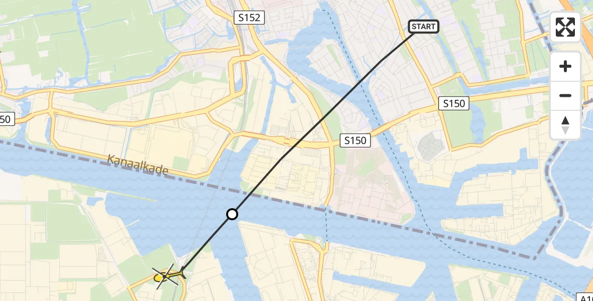 Routekaart van de vlucht: Lifeliner 1 naar Amsterdam Heliport, Pieter Ghijsenlaan