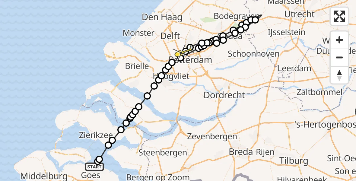 Routekaart van de vlucht: Lifeliner 2 naar Rotterdam The Hague Airport, Zuiddijk