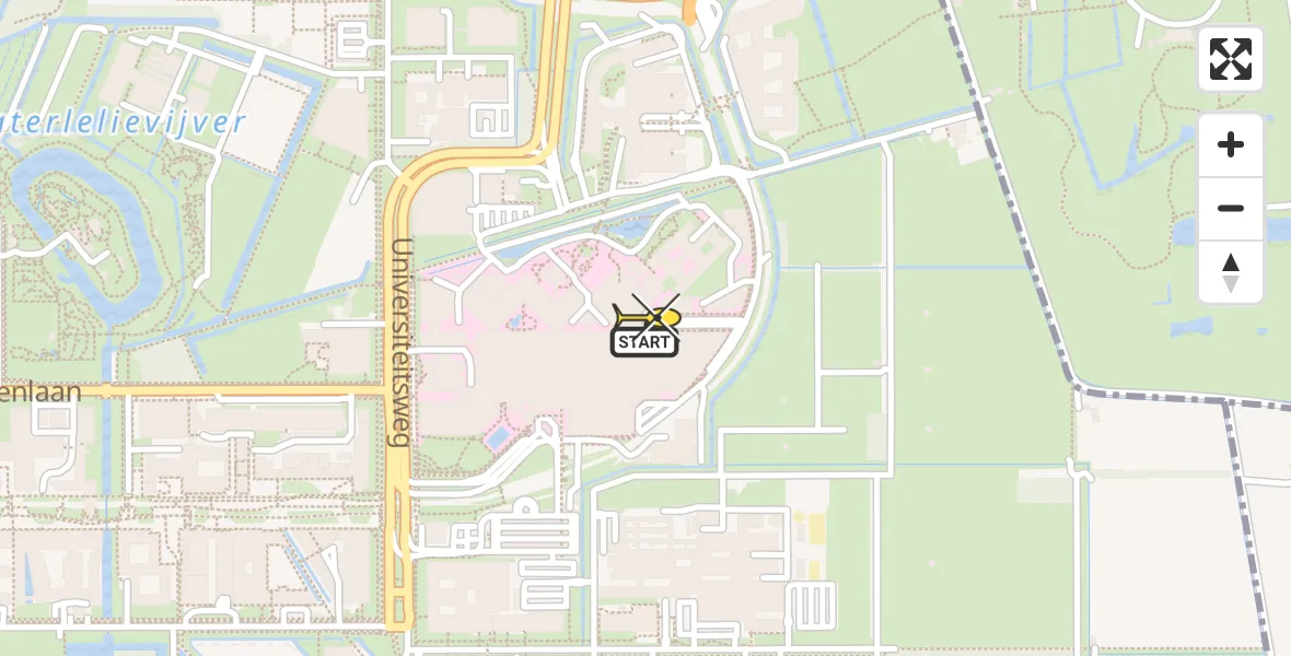 Vluchtroute Traumahelikopter van Universitair Medisch Centrum Utrecht naar Universitair Medisch Centrum Utrecht