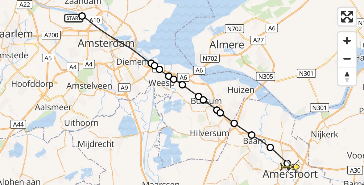 Routekaart van de vlucht: Lifeliner 1 naar Amersfoort, Nieuwe Hemweg