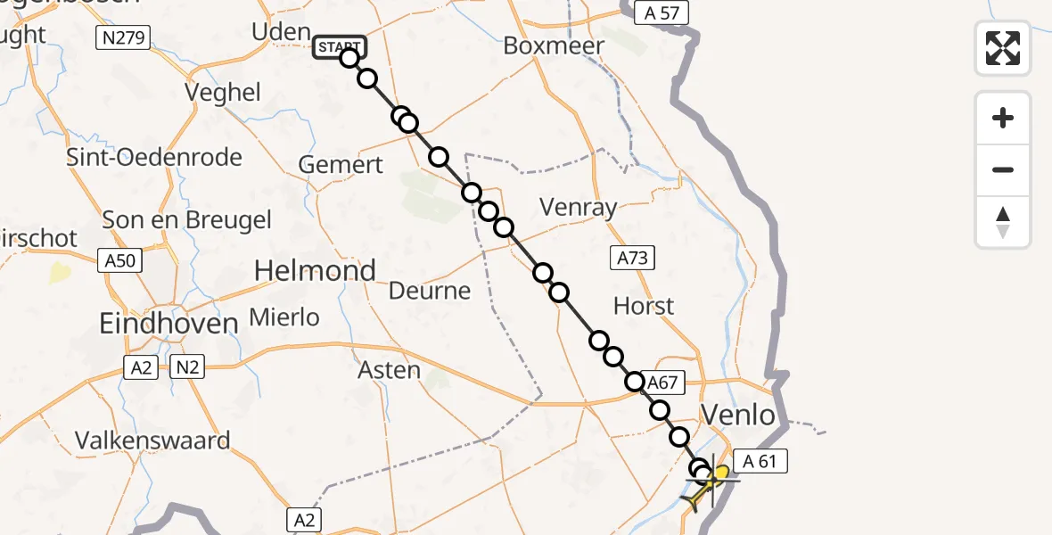 Routekaart van de vlucht: Lifeliner 3 naar Belfeld, Houtduiflaan