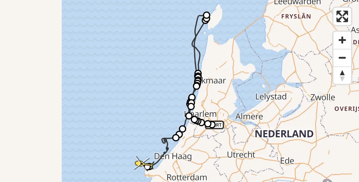 Routekaart van de vlucht: Politieheli naar Kagertocht