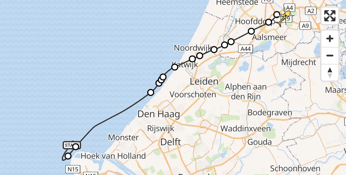 Routekaart van de vlucht: Politieheli naar Schiphol, Thermiekstraat