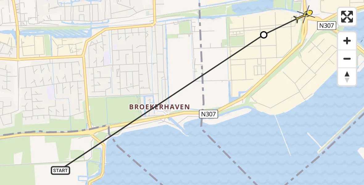 Routekaart van de vlucht: Politiehelikopter naar Enkhuizen, De Trompet