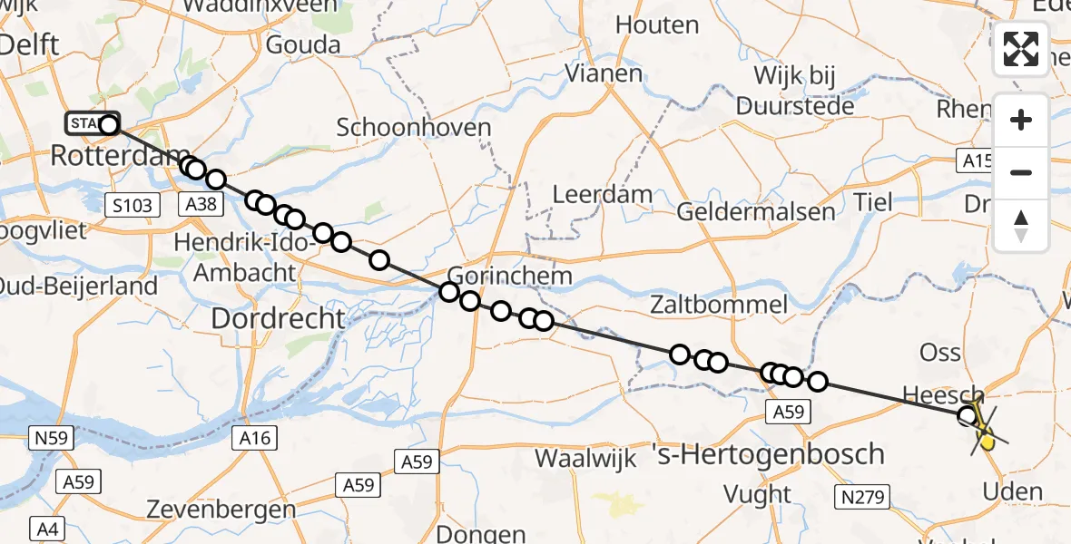 Routekaart van de vlucht: Lifeliner 2 naar Nistelrode, Edsger Dijkstralaan