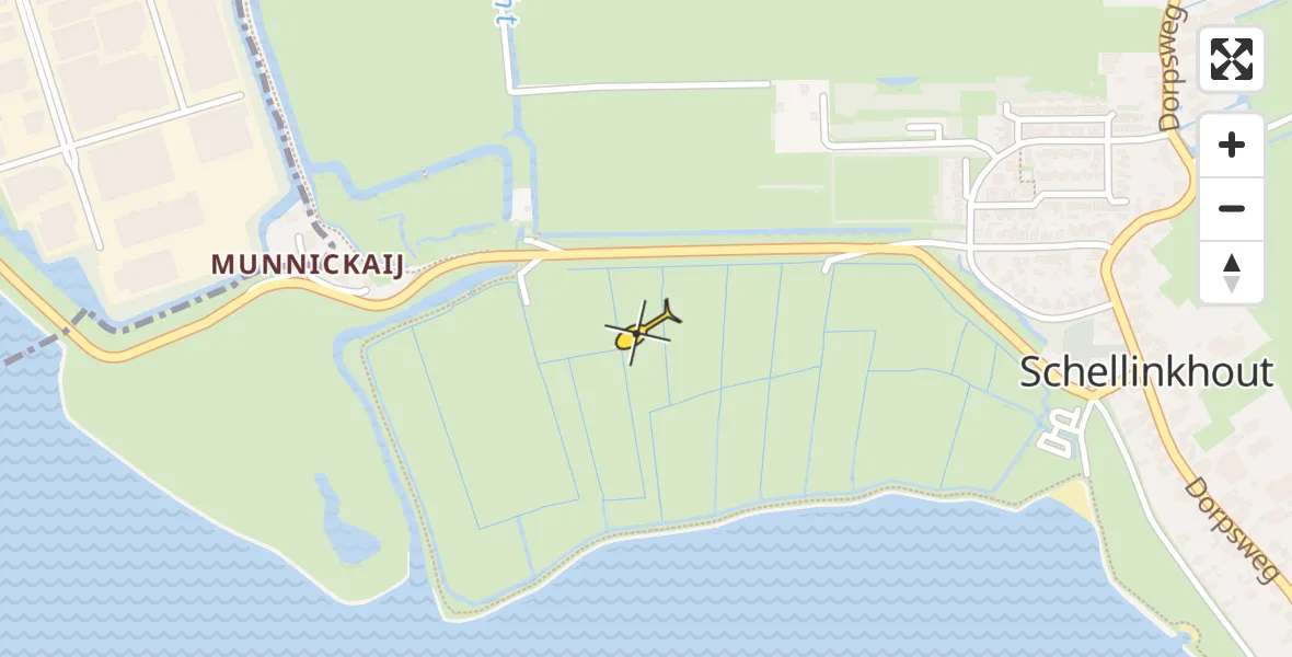 Routekaart van de vlucht: Politiehelikopter naar Schellinkhout