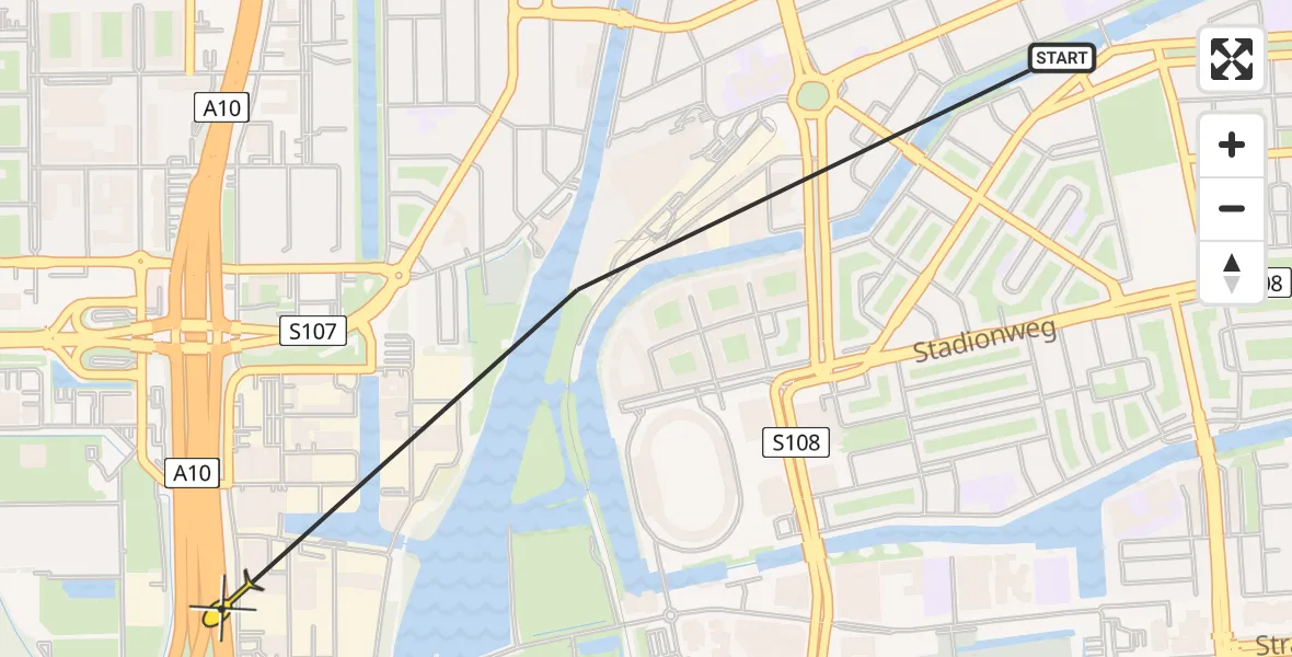 Vluchtroute Politiehelikopter van Amsterdam naar Amsterdam