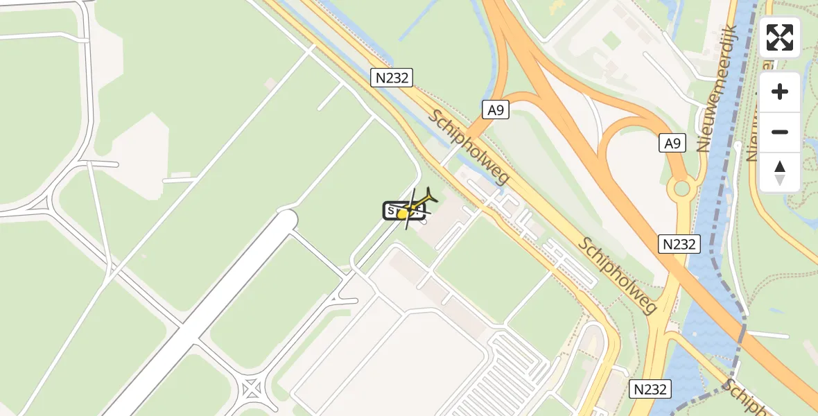 Vluchtroute Politiehelikopter van Schiphol naar Schiphol