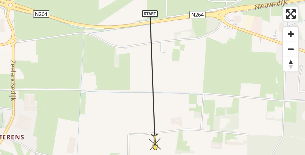 Routekaart van de vlucht: Traumahelikopter naar Odiliapeel, Vogelstraat