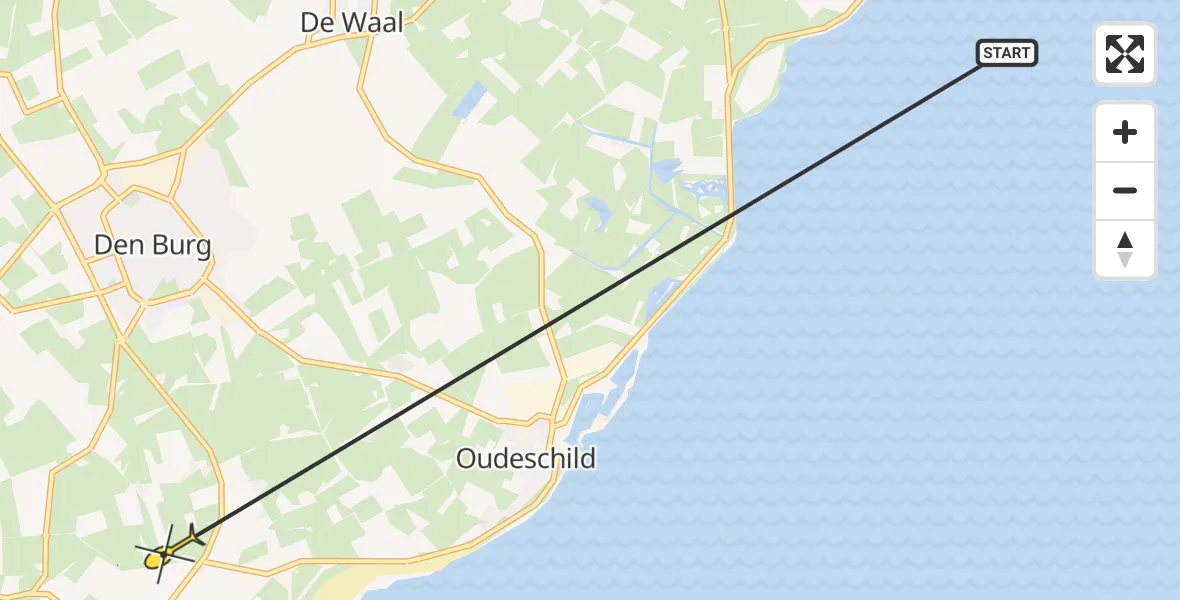 Routekaart van de vlucht: Ambulanceheli naar Den Burg, Pontweg