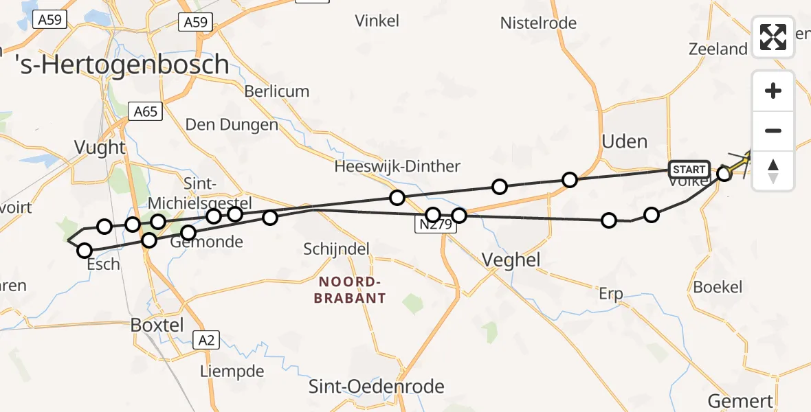 Routekaart van de vlucht: Lifeliner 3 naar Vliegbasis Volkel, Pattagon