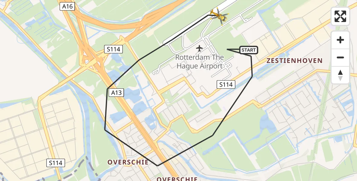 Vluchtroute Traumahelikopter Rotterdam The Hague Airport - Rotterdam The Hague Airport, 06 maart 2024, 18:40