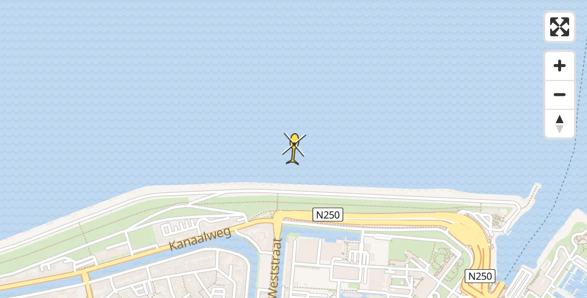 Routekaart van de vlucht: Ambulancehelikopter naar Den Helder