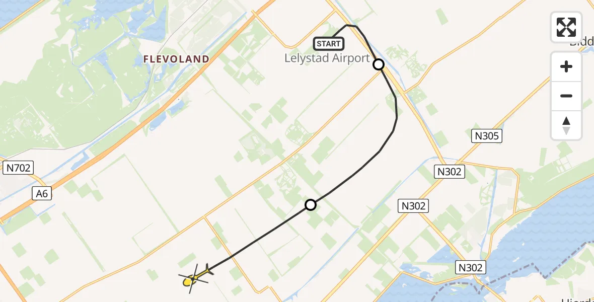 Routekaart van de vlucht: Traumaheli naar Zeewolde, Larserweg