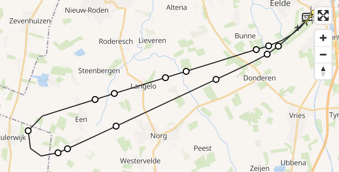 Routekaart van de vlucht: Lifeliner 4 naar Groningen Airport Eelde, Lugtenbergerweg