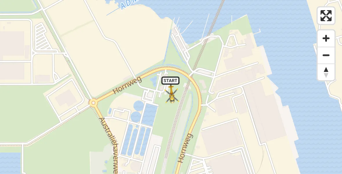 Vluchtroute Traumahelikopter van Amsterdam Heliport naar Amsterdam Heliport