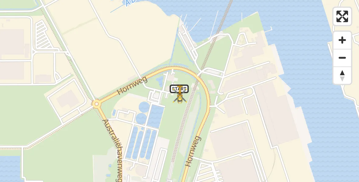 Vluchtroute Traumahelikopter van Amsterdam Heliport naar Amsterdam Heliport