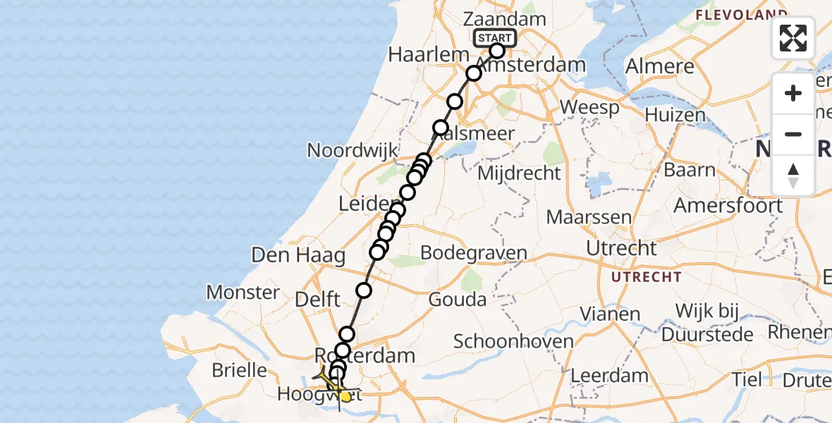 Routekaart van de vlucht: Lifeliner 1 naar Pernis, Hornweg