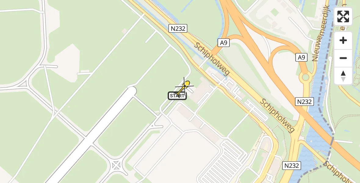 Vluchtroute Politiehelikopter van Schiphol naar Schiphol