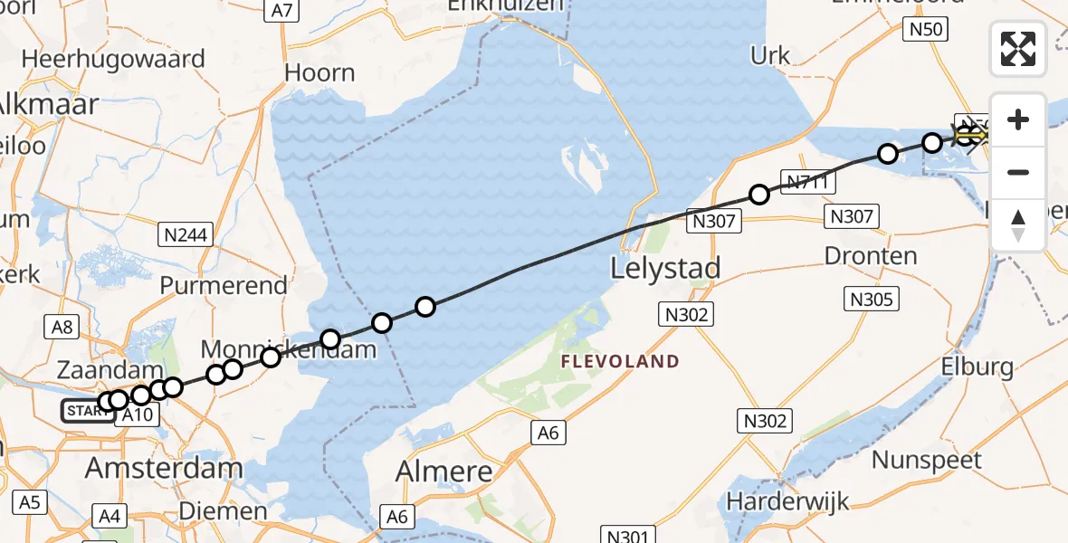 Routekaart van de vlucht: Lifeliner 1 naar Kampen, Vulhuis