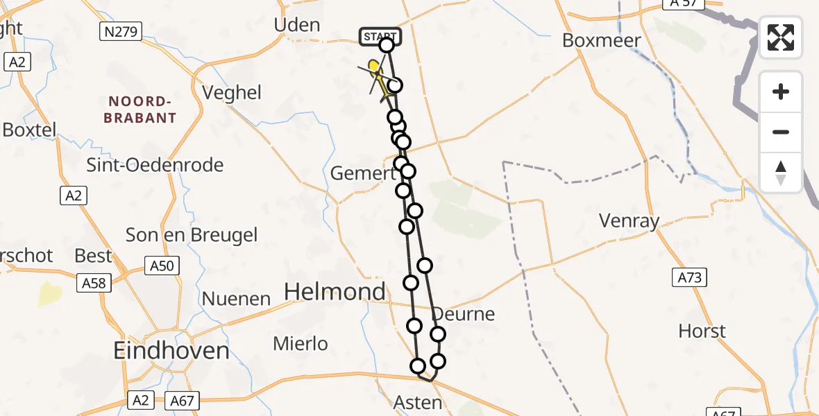 Routekaart van de vlucht: Lifeliner 3 naar Boekel, Oudedijk