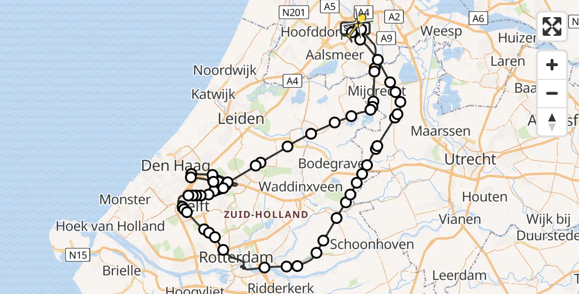 Routekaart van de vlucht: Politieheli naar Schiphol, Schipholweg