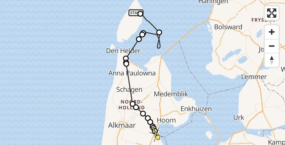 Routekaart van de vlucht: Politieheli naar Beets, Oorsprongweg