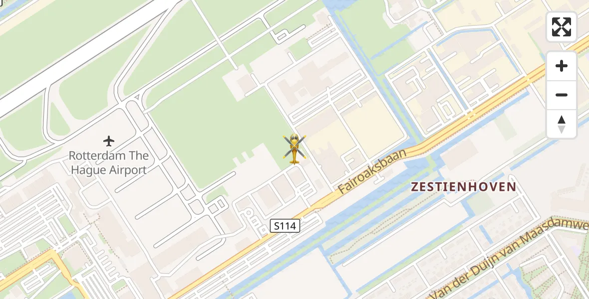 Vluchtroute Traumahelikopter vanuit Rotterdam The Hague Airport