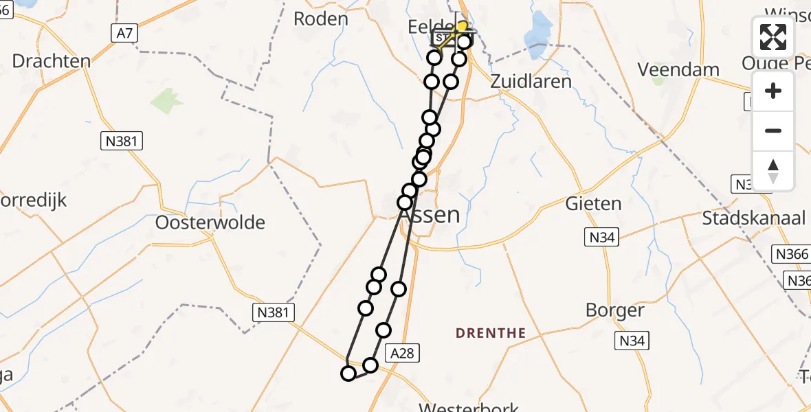Routekaart van de vlucht: Lifeliner 4 naar Groningen Airport Eelde, Machlaan