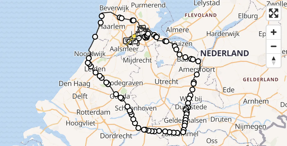 Routekaart van de vlucht: Politieheli naar Schiphol, Nieuwemeerdijk