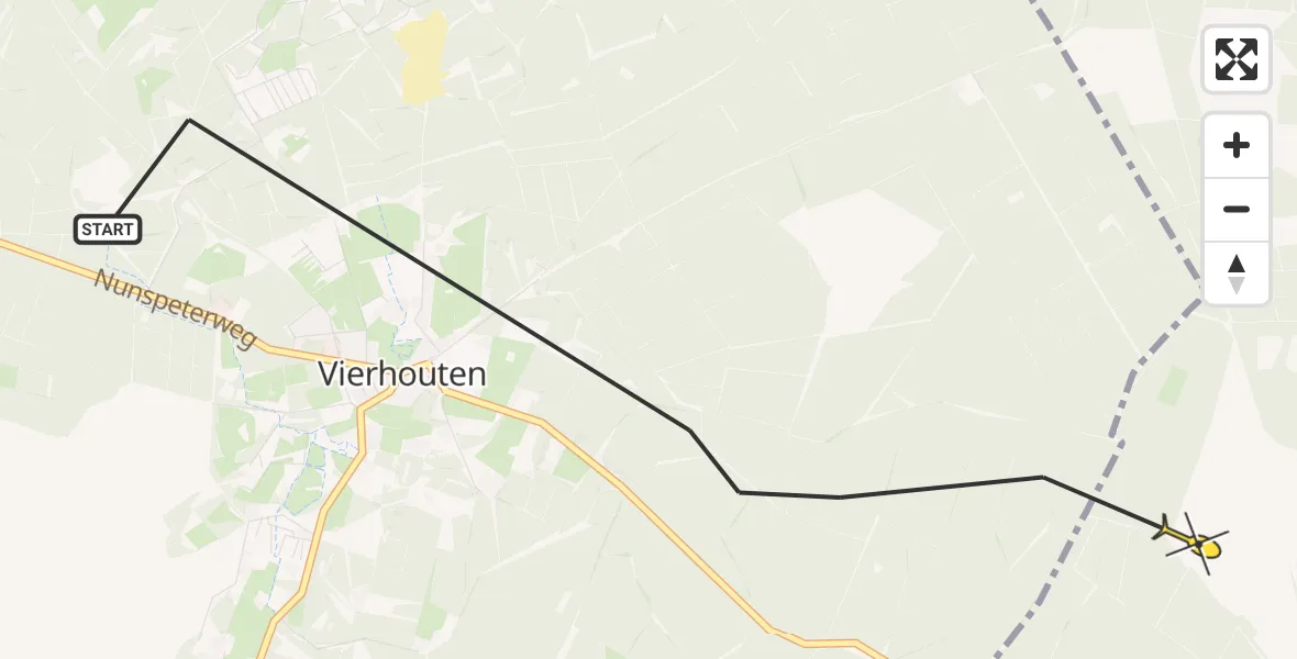 Routekaart van de vlucht: Politiehelikopter naar Emst, Het Greveld