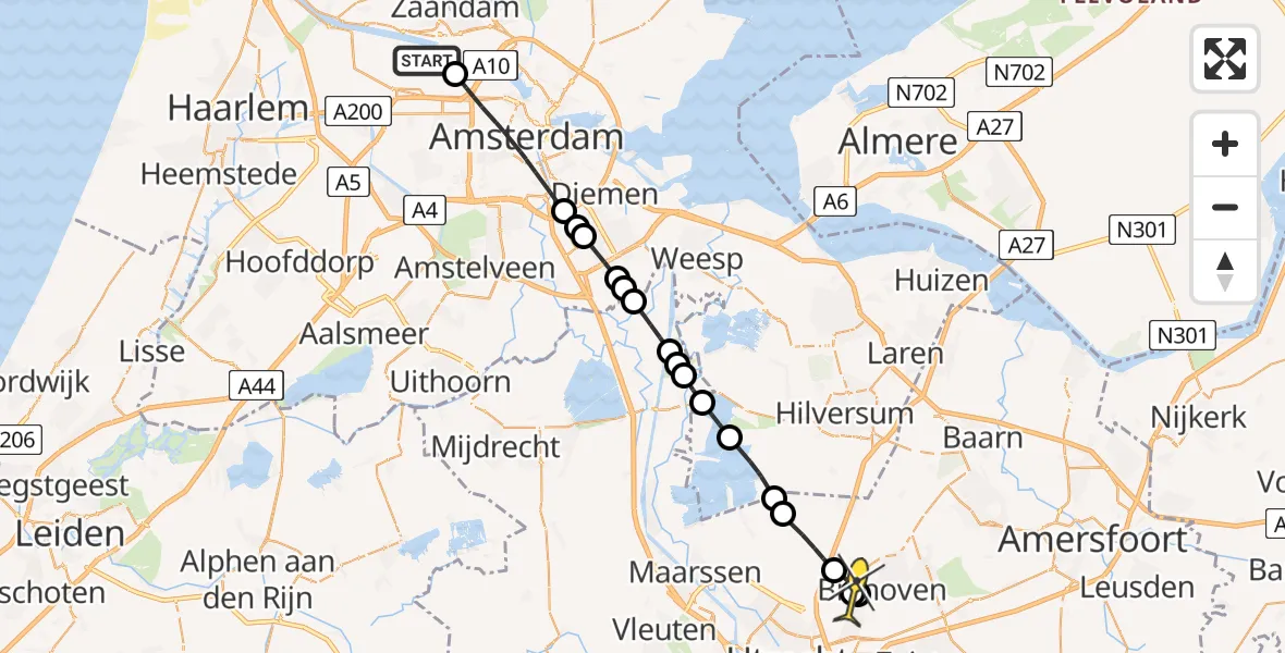 Routekaart van de vlucht: Lifeliner 1 naar Groenekan, Westhavenweg