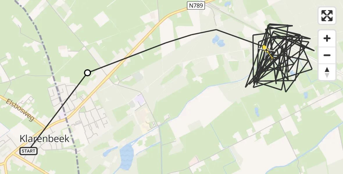 Routekaart van de vlucht: Politiehelikopter naar Klarenbeek, Heideparkweg