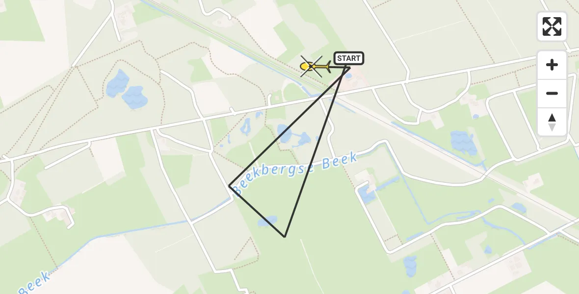 Routekaart van de vlucht: Politieheli naar Klarenbeek, Landweg
