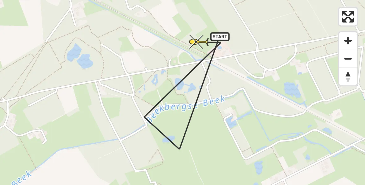 Routekaart van de vlucht: Politiehelikopter naar Klarenbeek, Landweg