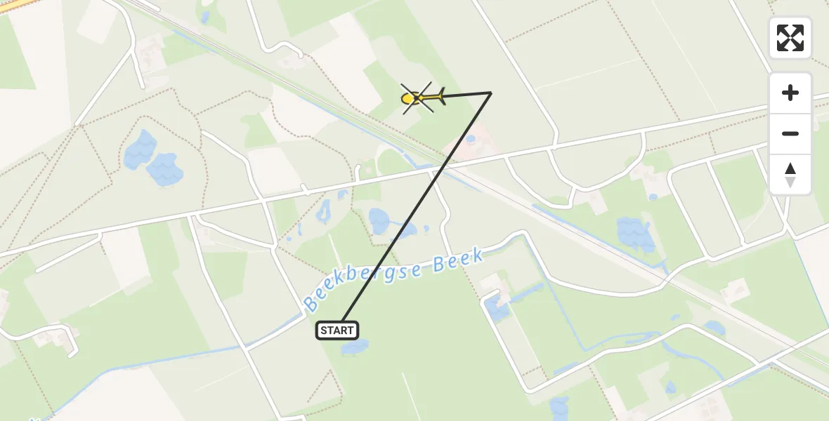 Routekaart van de vlucht: Politiehelikopter naar Klarenbeek, Landweg