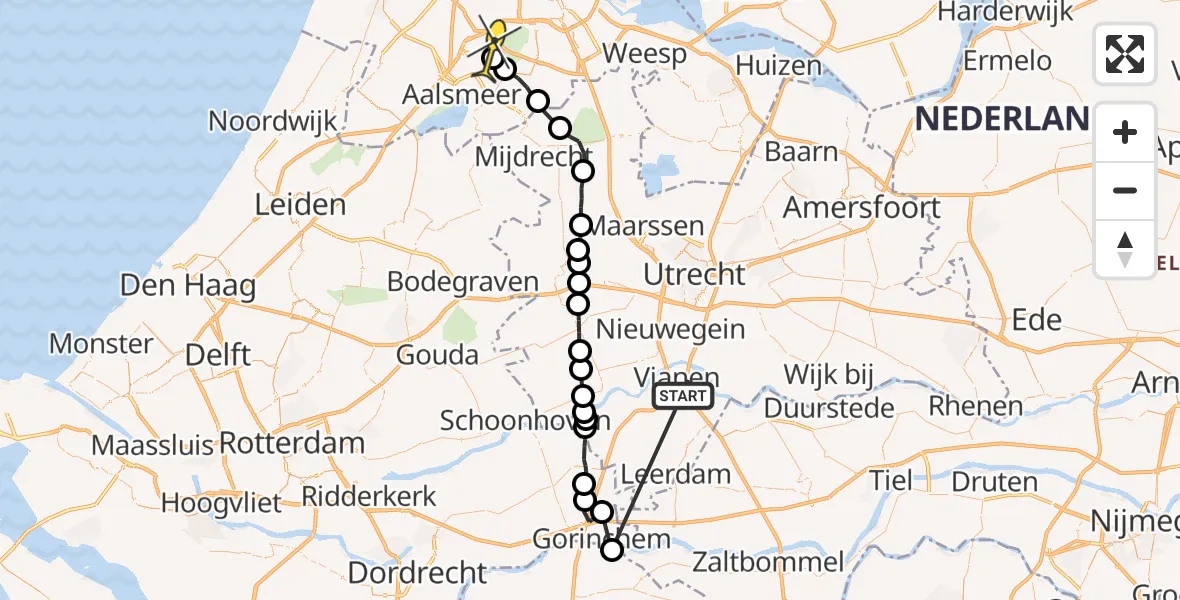 Routekaart van de vlucht: Politieheli naar Schiphol, Berchmansweg