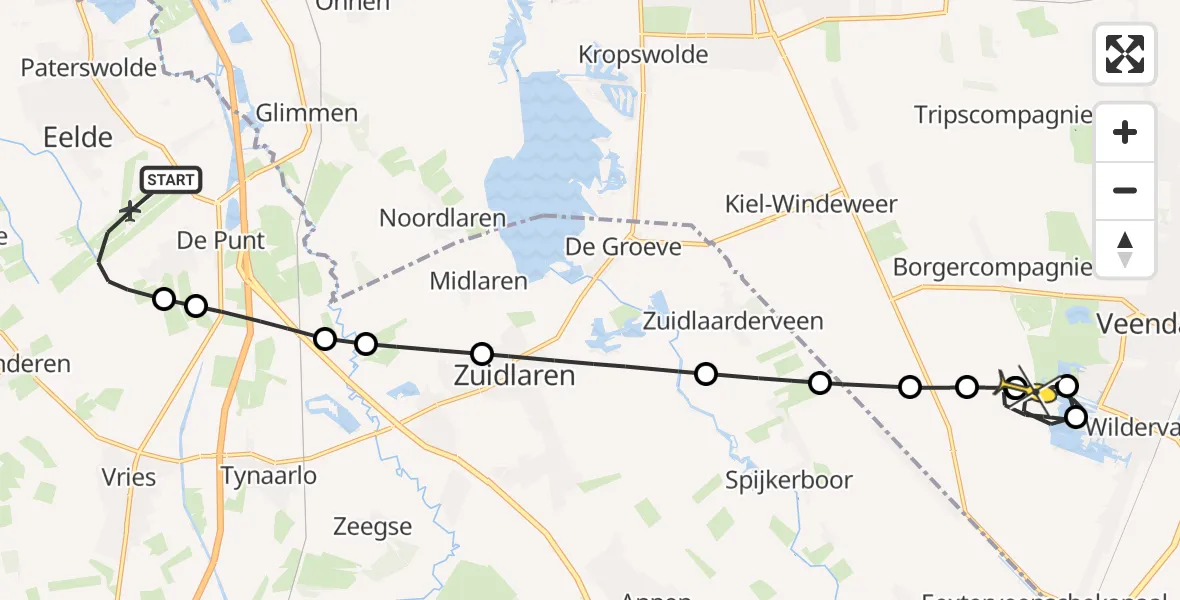 Routekaart van de vlucht: Lifeliner 4 naar Borgercompagnie, Lugtenbergerweg