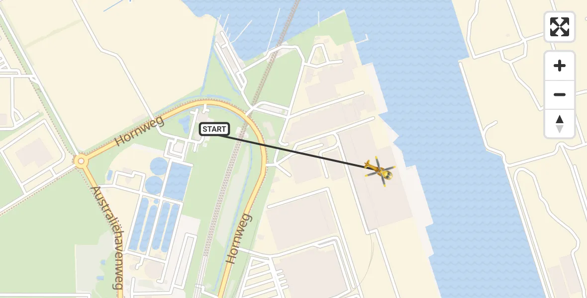 Vluchtroute Traumahelikopter van Amsterdam Heliport naar Amsterdam Heliport