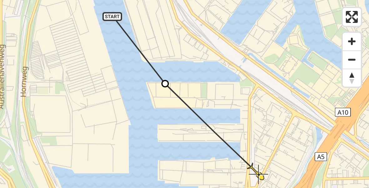 Routekaart van de vlucht: Lifeliner 1 naar Amsterdam, Kwadrantweg