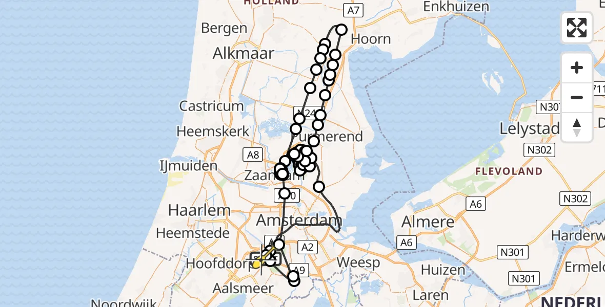 Routekaart van de vlucht: Politieheli naar Schiphol, Loevesteinse Randweg